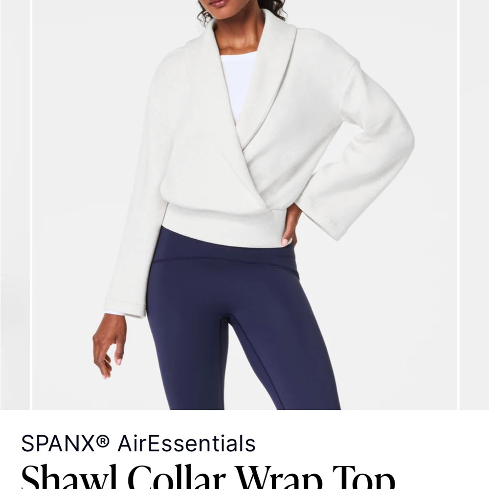 SPANX AirEssentials Shawl Collar Wrap Sweatshirt in Oatmeal Heather